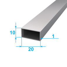 Pipe Aluminum 1 run m 20х10 Without coating Silver PAS-3895