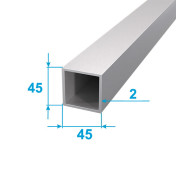 Труба Алюминиевая 1 пог м 45х45 Без покрытия Серебро ПАС-5640.