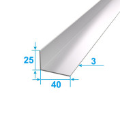 Corner Aluminum 1 run m 40х25 Anodizing Silver PAS-1854.