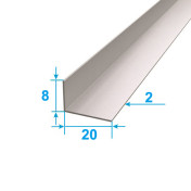 Corner Aluminum 1 run m 20х8 Without coating Silver ОК-47.