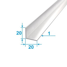 Corner Aluminum 1 run m 20х20 Equilateral Without coating Silver PAS-3866