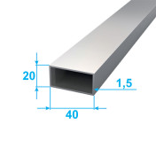 Труба Алюминиевая 1 пог м 40х20 1000 мм Анодирование Серебро ПАС-3505.