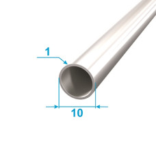 Pipe Aluminum 1 run m 10/8 Round Anodizing Silver PAS-1020