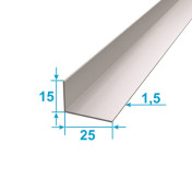 Corner Aluminum 1 run m 15х25 Scalene Without coating Silver PAS-1109.