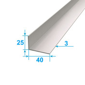 Corner Aluminum 1 run m 40х25 Without coating Silver PAS-1854.