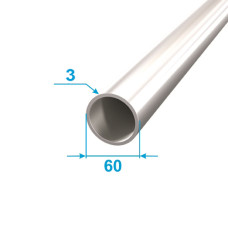 Pipe Aluminum 1 run m 60/54 Round Without coating Silver PAS-2143