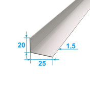 Corner Aluminum 1 run m 25х20 Without coating Silver PAS-1660.